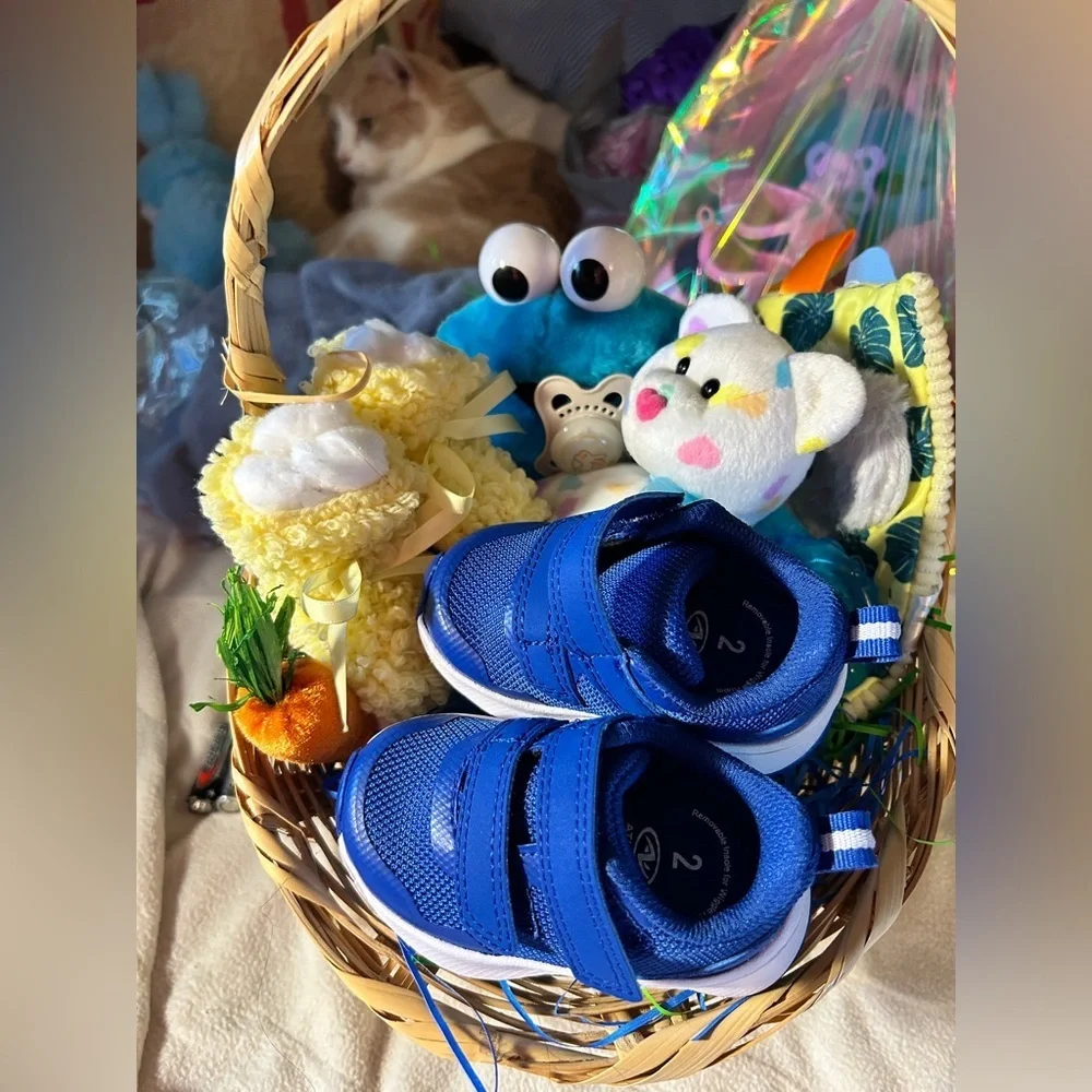 🧺 Vintage Cookie Monster & Booties Infant Easter Basket Baby Gift Set